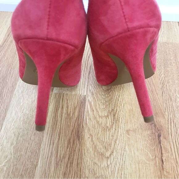 MICHAEL KORS Dorothy Flex Suede Pump Heel Pointed Toe Red Leather Size 7.5 New - Picture 9 of 13
